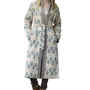 Cienna Quilted Boho Floral Print Coat Jacket with Belt – Size Large